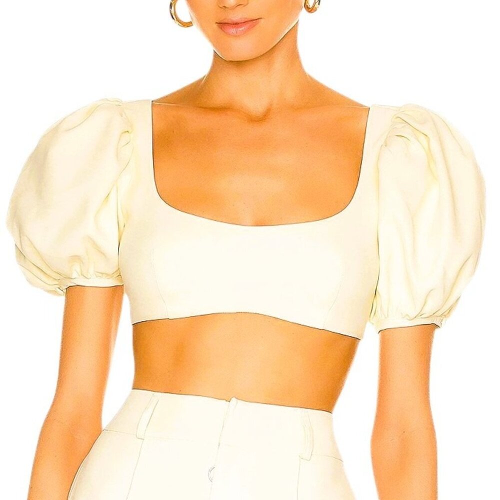 For Love and Lemons Courtney Crop Top Yellow Medium